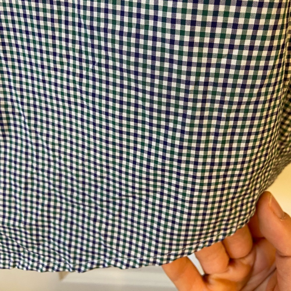 Frank & Eileen Barry Green and Blue Gingham Button Up Shirt Sz Medium - Picture 8 of 13